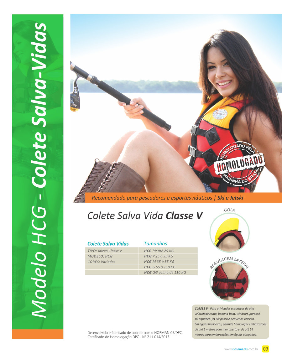 colete salva vidas classe V - modelo HCG