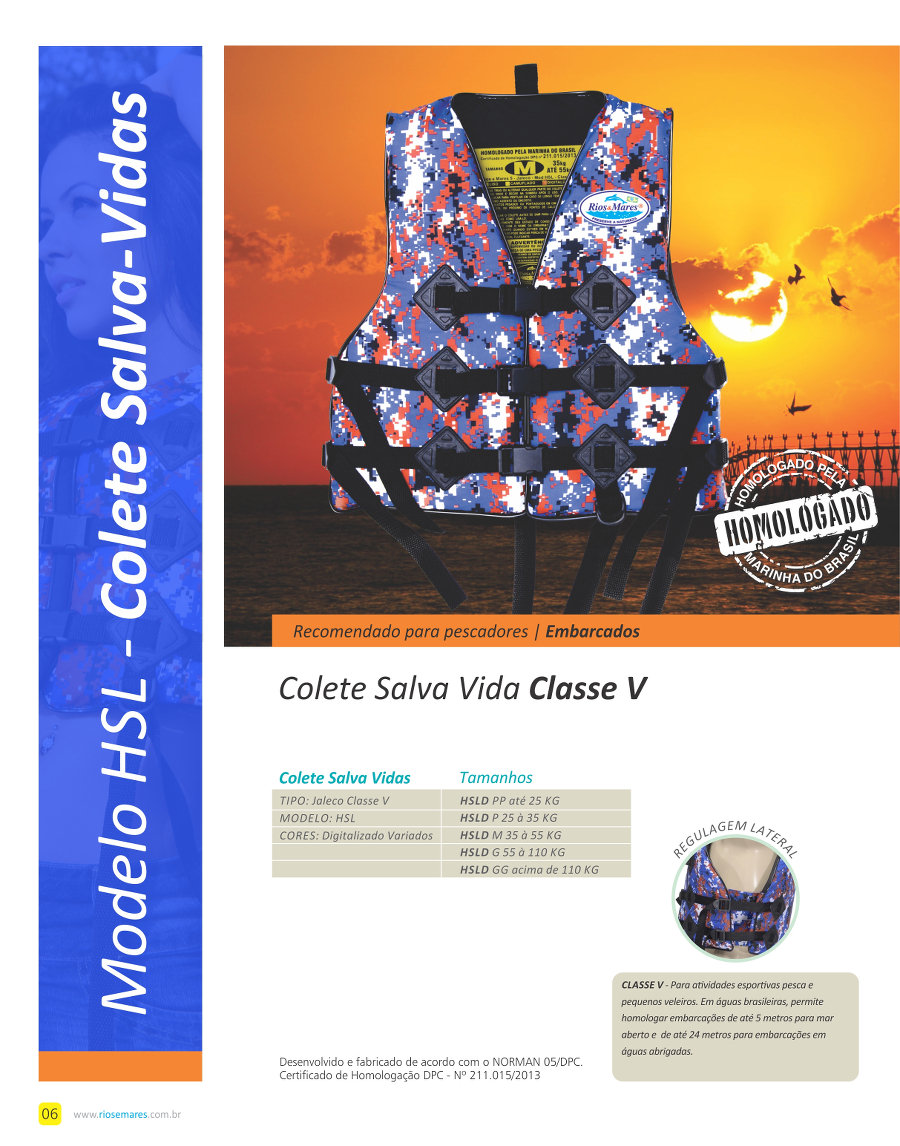 3 colete salva vidas classe V - modelo HSL