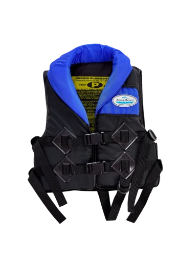 Colete Salva Vidas Homologado Classe V HCG Preto Gola Azul