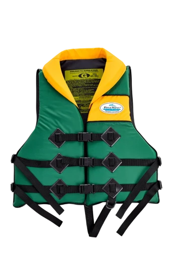 Colete Salva Vidas Homologado Classe V HCG Verde Gola Amarelo
